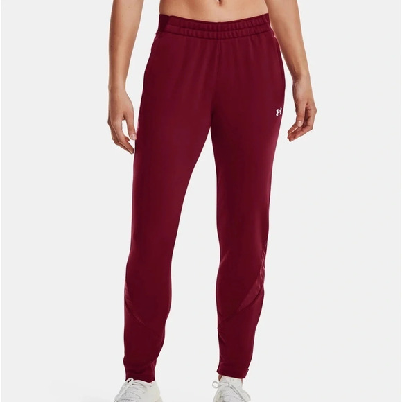 NWT Under Armour Womens Medium UA Command Warm Up Pants Cardinal Red Activewear - Picture 1 of 7
